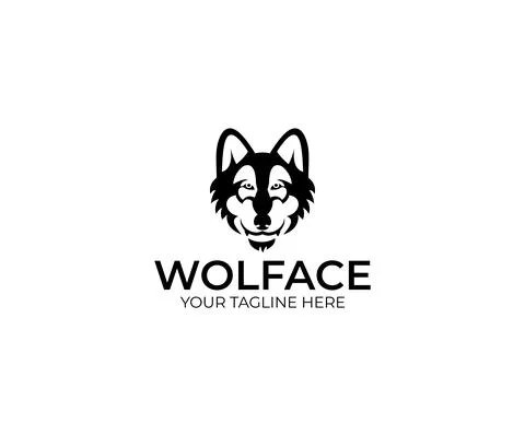 Wolf Face Logo Design Stock Illustration