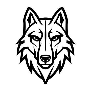 Wolf face logo or modern line icon. Vector line art and icon design with bo.. Stock Illustration