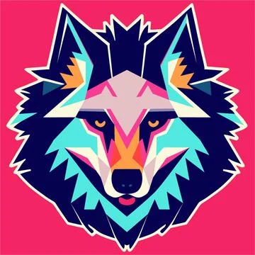 Wolf face vector illustration. Pop art animal werewolf head, creative charact Illustrazione stock