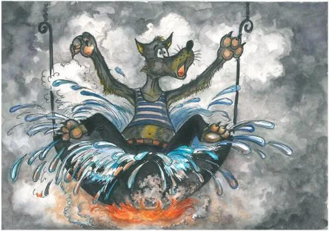 Wolf falls  Stock Illustration