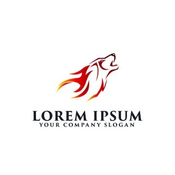 Wolf Fire Logo design concept template Stock Illustration