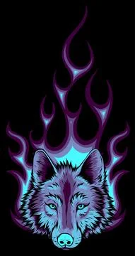 Wolf Flaming Fire Logo Vector illustration Mascot Design Stock Illustration
