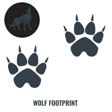 Wolf footprint. Flat and solid color vector illustration. Stock Illustration
