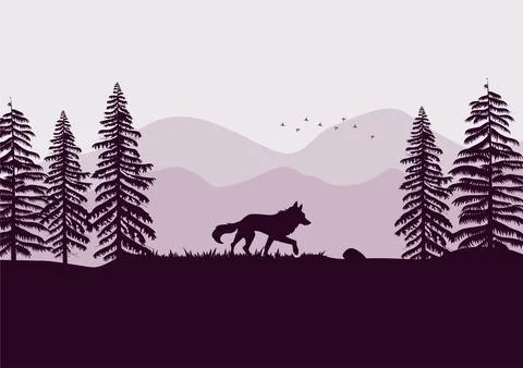 A wolf in the forest Stock Illustration
