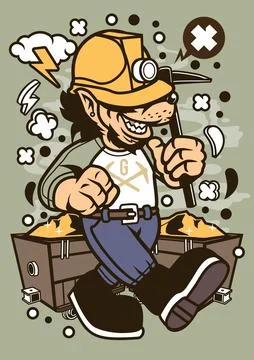 Wolf Gold Miner Stock Illustration