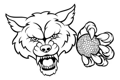Wolf Golf Mascot Breaking Background Stock Illustration