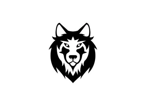 Wolf head and face looking in front for logo Stock Illustration