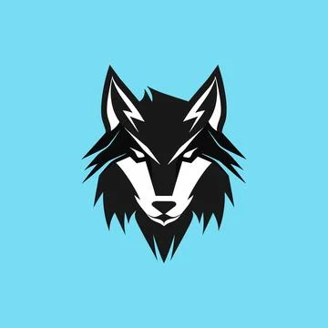 A wolf head with bold geometric shapes and clean lines Stock Illustration