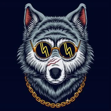 Wolf head cool gangster style vector illustration Stock Illustration