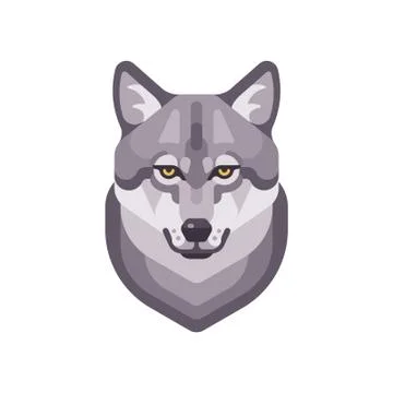 Wolf head flat illustration. Wild animal face icon Illustrazione stock