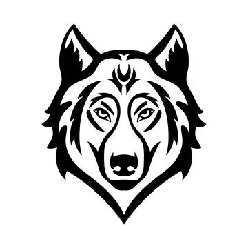 Wolf Head Icon in black and white. Vector illustration for mascot and T-shirt Stock Illustration