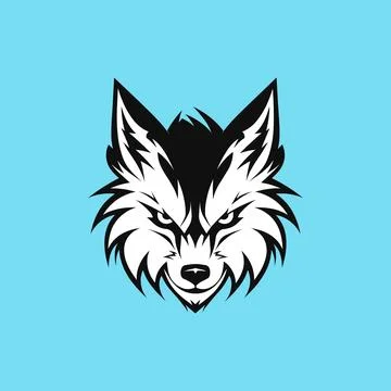 Wolf Head Icon Logo Flat Design Vector Stock Illustration