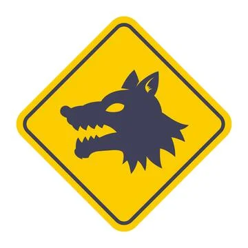 Wolf head icon on yellow background. Stock Illustration