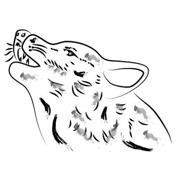 Wolf head isolated on white background. Animal silhouette Stock Illustration