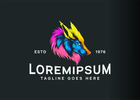 Wolf head logo design. Vector illustration of colorful wolf head. Vintage log Stock Illustration