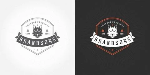 Wolf head logo emblem vector illustration silhouette for shirt or print stamp Stock Illustration