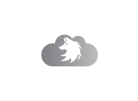 Wolf head logo fox face illustration design illustration in a cloud shape ico Stockillustratie