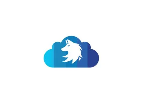 Wolf head logo fox face illustration design illustration in a cloud shape ico Stock Illustration