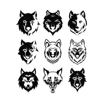 Wolf Head Logo Mascot Emblem Stock Illustration
