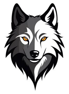 Wolf head logo or symbol black, white and grey. 스톡 일러스트