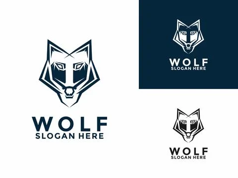 Wolf head logo vector icon illustration. Simple line wolf logo design templat Stock Illustration