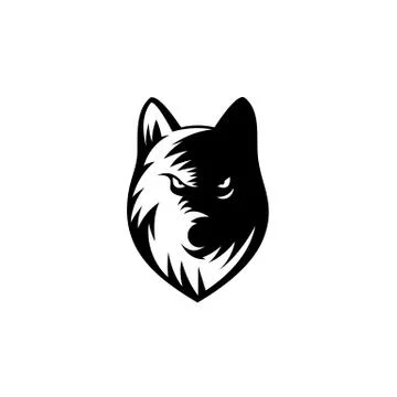Wolf head logo vector isolated on white,wolf head icon for mascot brand,Label Stock Illustration