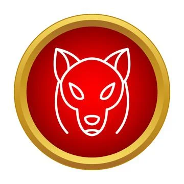 Wolf head outline icon in a red circle Stock Illustration