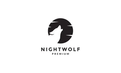 Wolf head roar night logo symbol icon vector graphic design illustration Stock Illustration