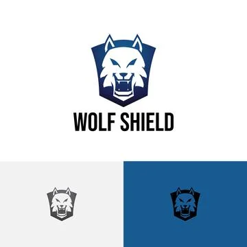 Wolf Head Shield Wild Wildlife Predator Logo Stock Illustration