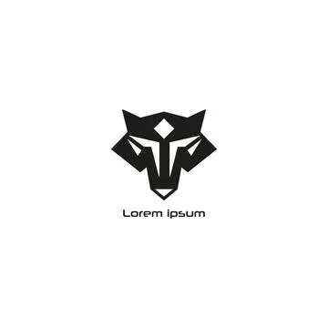 Wolf Head Silhouette Iconic Design Flat Minimal Stock Illustration