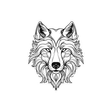 Wolf head tattoo. Aggressive wild animal vector illustration Stock Illustration