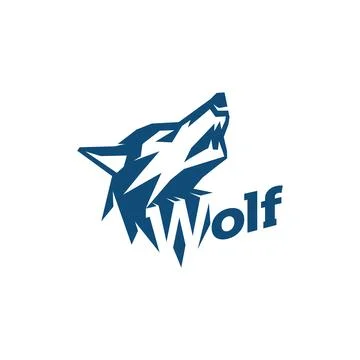 Wolf head with Wolf inscription. Vector symbol. Stock Illustration