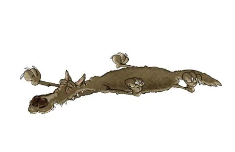 Wolf hide in the form of a carpet. Isolated cartoon illustration on a white b Stock Illustration