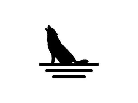 The Wolf Howled Silhouette for Logo Type. Vector Illustration Stock Illustration