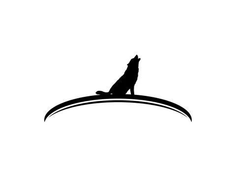 The Wolf Howled Silhouette for Logo Type. Vector Illustration Illustrazione stock
