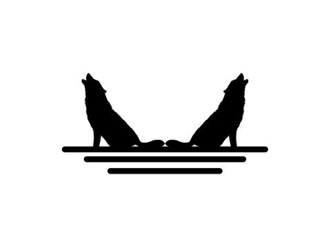 The Wolf Howled Silhouette for Logo Type. Vector Illustration Illustrazione stock
