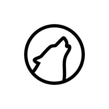 Wolf howling cirlce simple modern logo design vector Stock Illustration