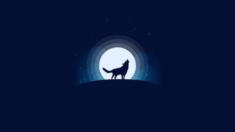 Wolf Howling At Moon Blue Background Stock Illustration