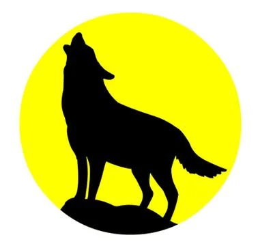 Wolf Howling at the Moon Stock Illustration