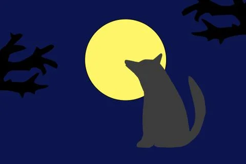 Wolf howling at the moon in the midnigt Stock Illustration