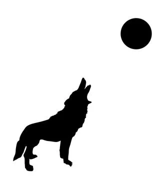 Wolf howls at the full moon vector silhouette illustration Stock Illustration