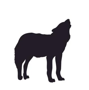 Wolf howls, image silhouette, vector Stock-Illustration