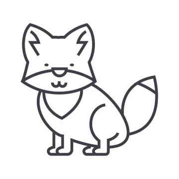 Wolf illustration vector line icon, sign, illustration on white background, e Stock Illustration