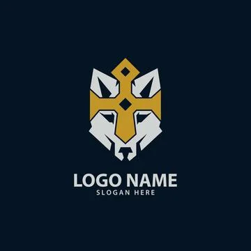 Wolf king logo design vector 스톡 일러스트