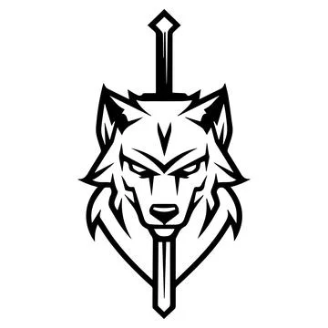 Wolf Knight logo or modern line icon. Vector line art and icon design with .. Stock Illustration