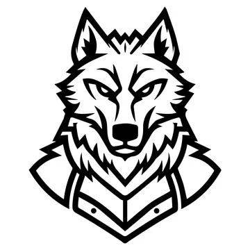 Wolf Knight logo or modern line icon. Vector line art and icon design with .. Stock Illustration
