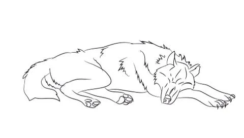 Wolf lies, lines, vector Illustrazione stock