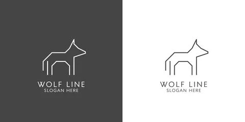 Wolf line linear minimal logo design illustration. Stock Illustration