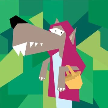 Wolf as little red cap Stock Illustration