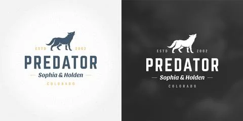 Wolf logo emblem vector illustration silhouette for shirt or print stamp Stock Illustration